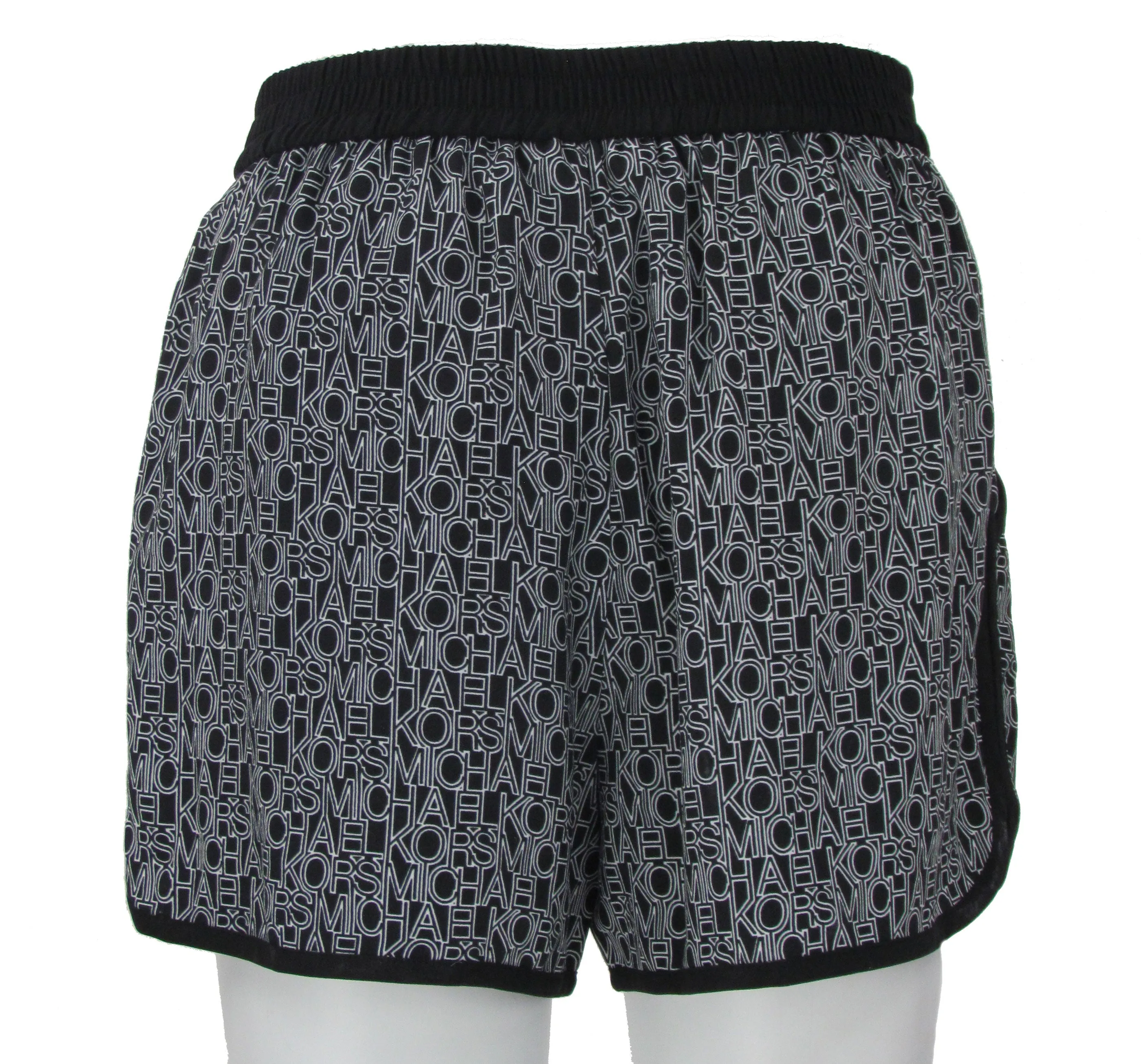 Michael Kors Women's Logo Print Pull On Shorts Black White Size Small
