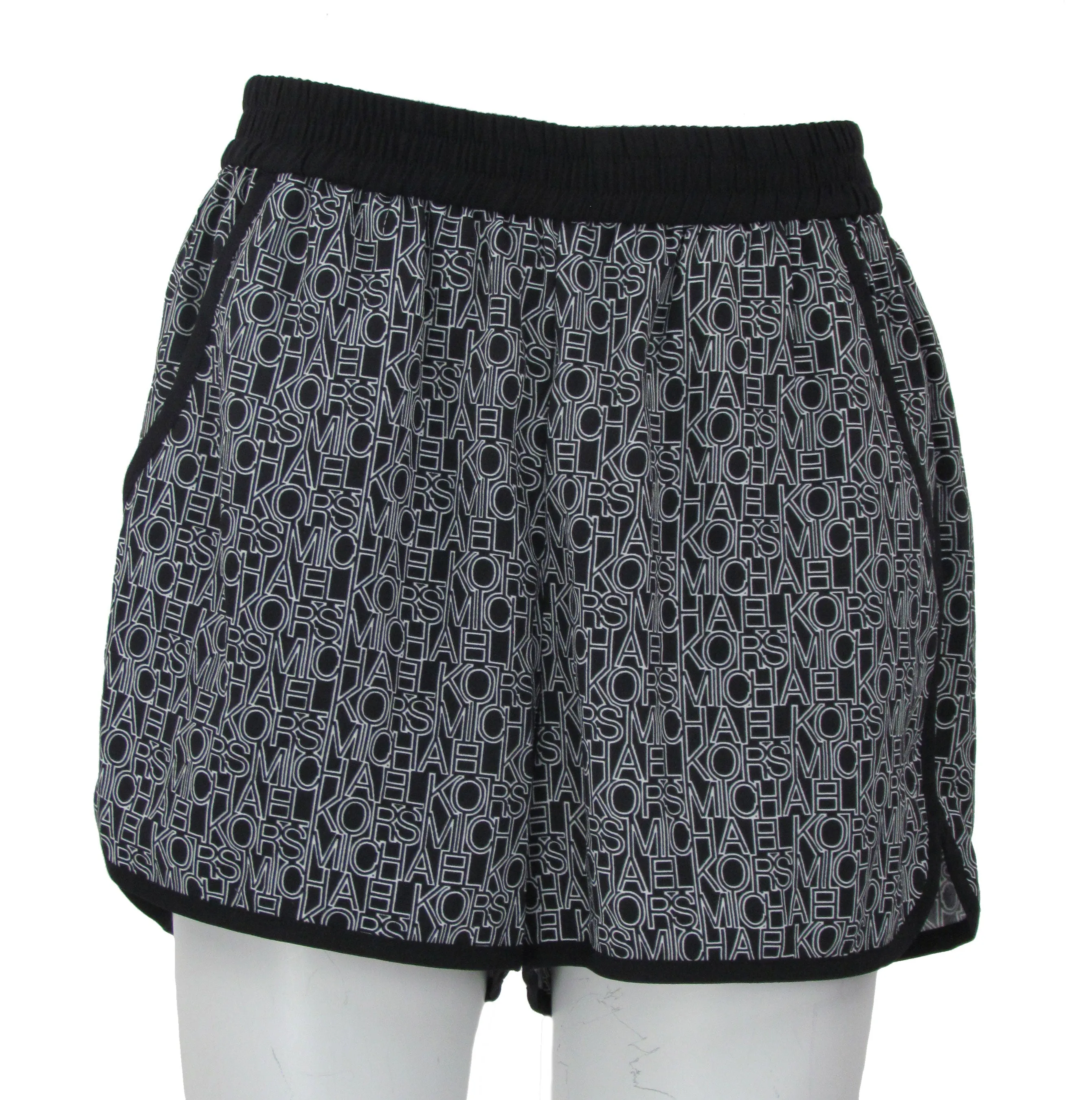 Michael Kors Women's Logo Print Pull On Shorts Black White Size Small