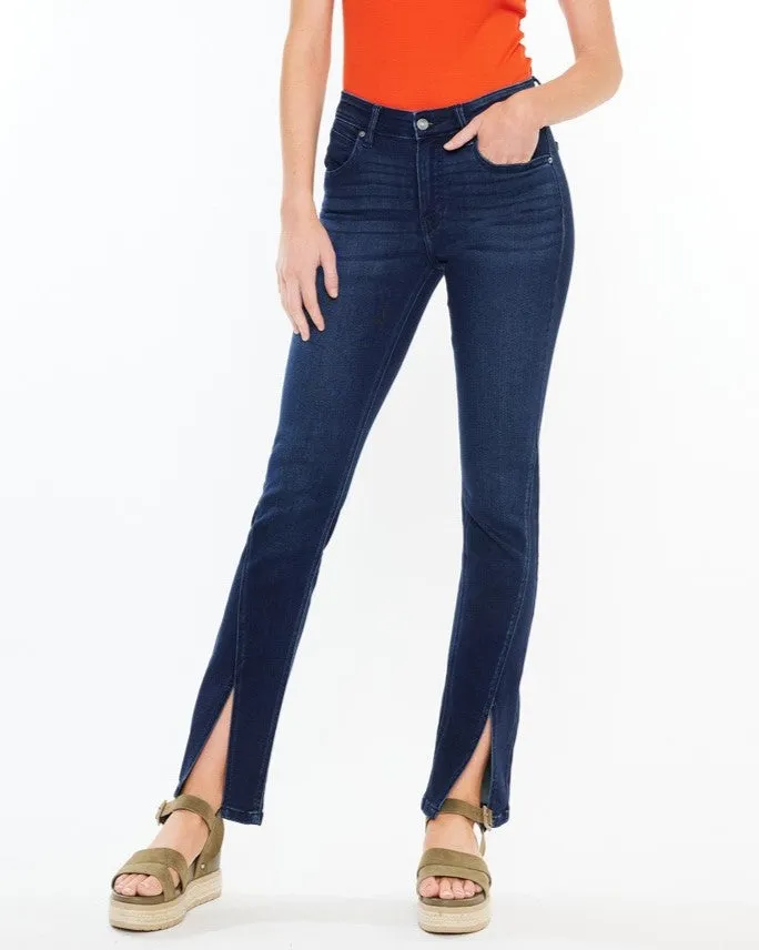 Mid-Rise Seam Cut Out Bootcut Jeans - Dark Wash - FINAL SALE
