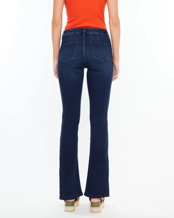 Mid-Rise Seam Cut Out Bootcut Jeans - Dark Wash - FINAL SALE