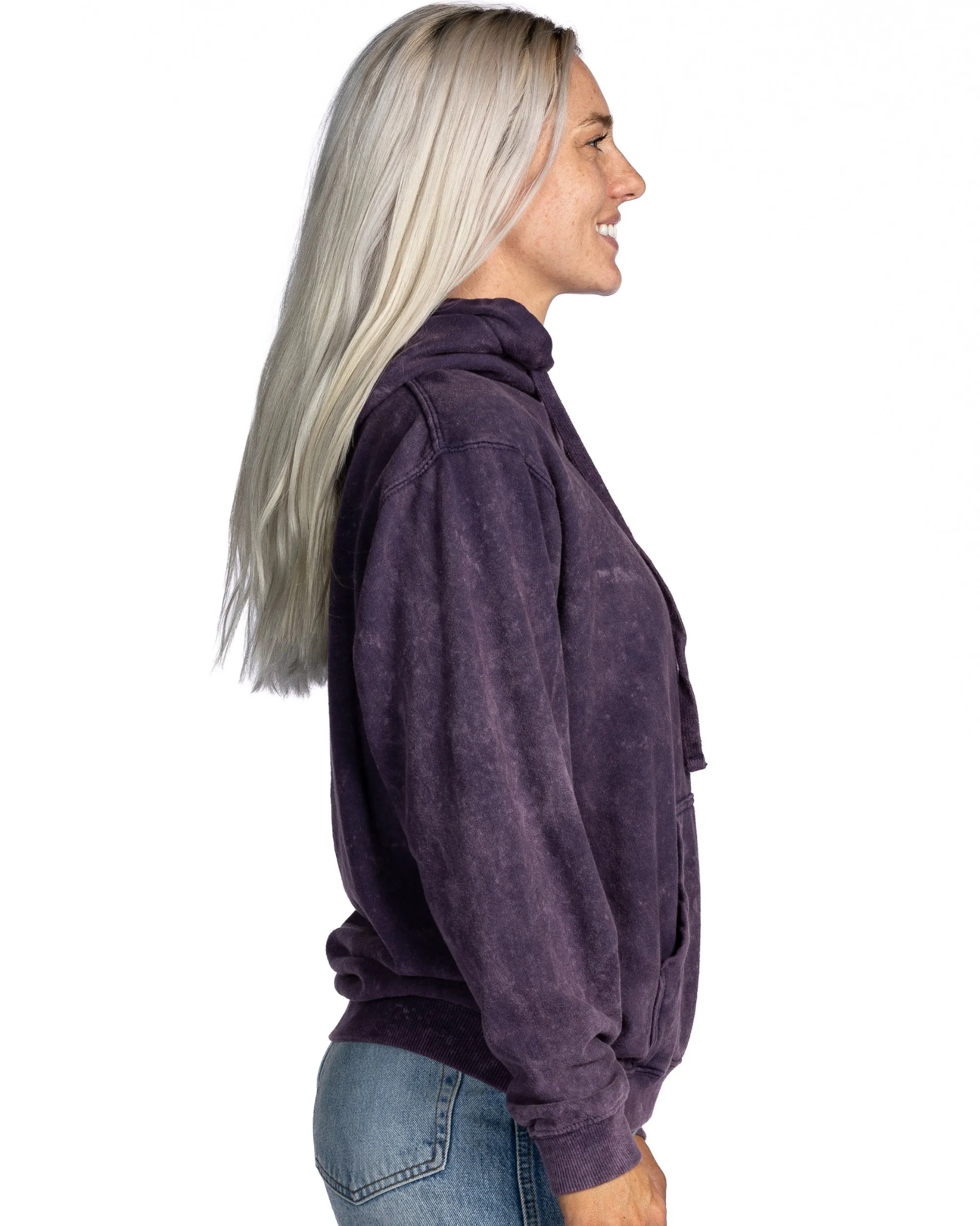 Mineral Wash Premium Fleece Hoodie - Aubergine