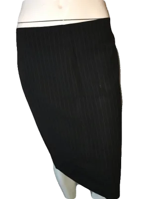 Moda International 80's Skirt Black Pin Stripe Size 8 SKU 000094