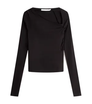 Modern Cut-Out Knit Top Black