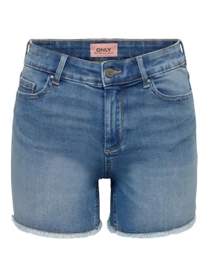 Onlblush Mid Sk Raw Dnm Shorts Noos - Blue Denim
