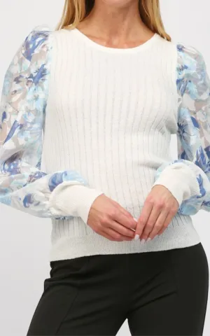 Organza Floral Sleeve Sweater | FATE