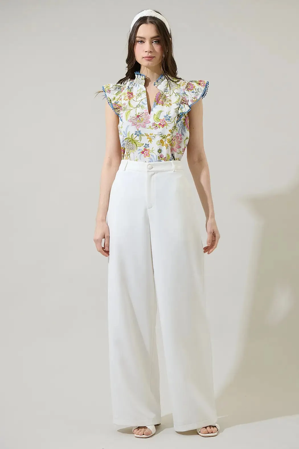 Pany Floral Rayen RuDe Pink Green Blue Top