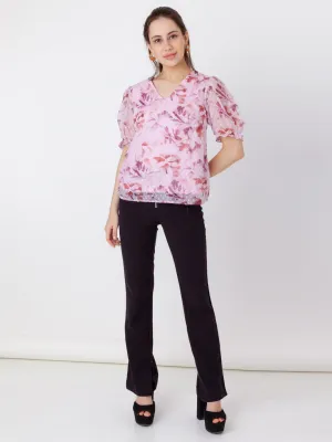 Pink Printed Straight Top