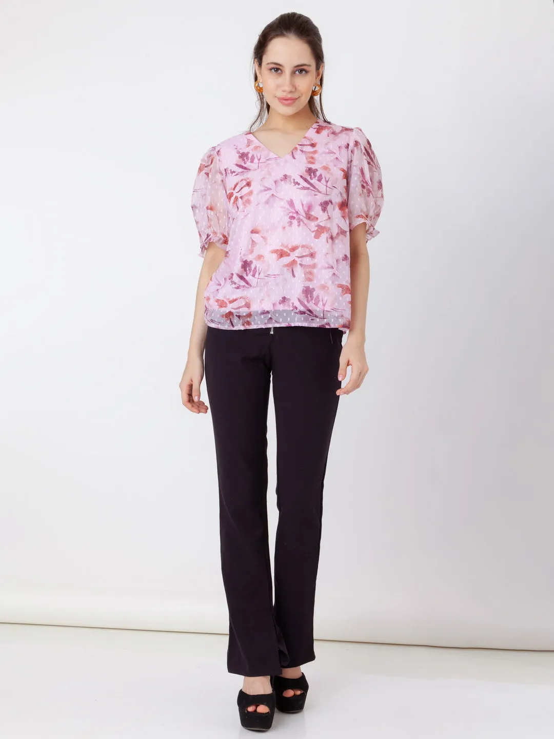 Pink Printed Straight Top