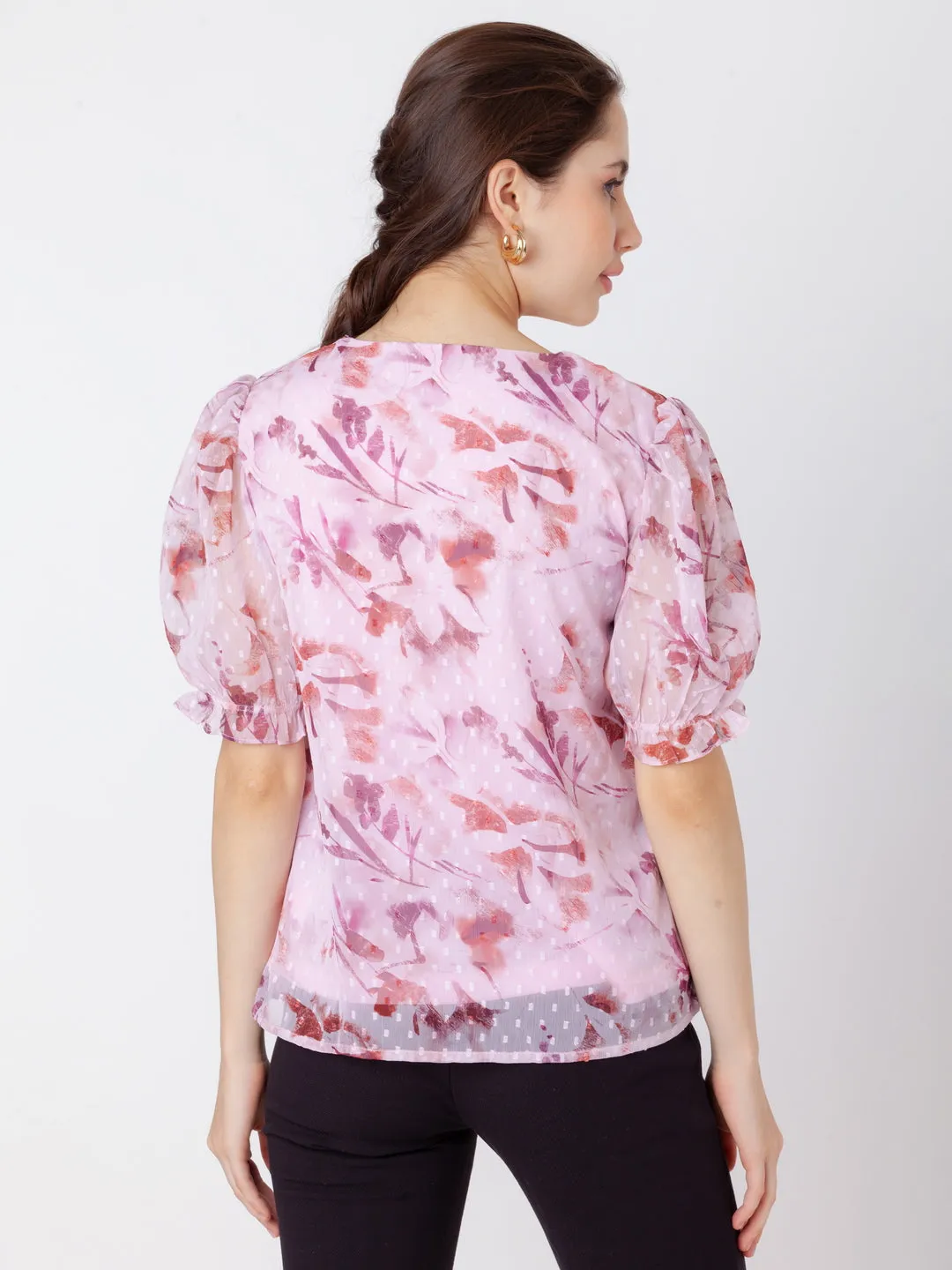 Pink Printed Straight Top