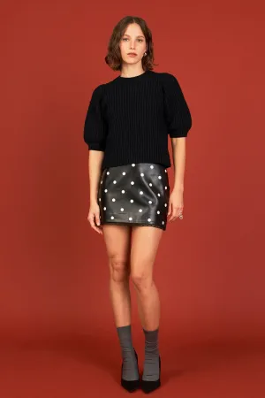 Polka Dot Pu Mini Skirt