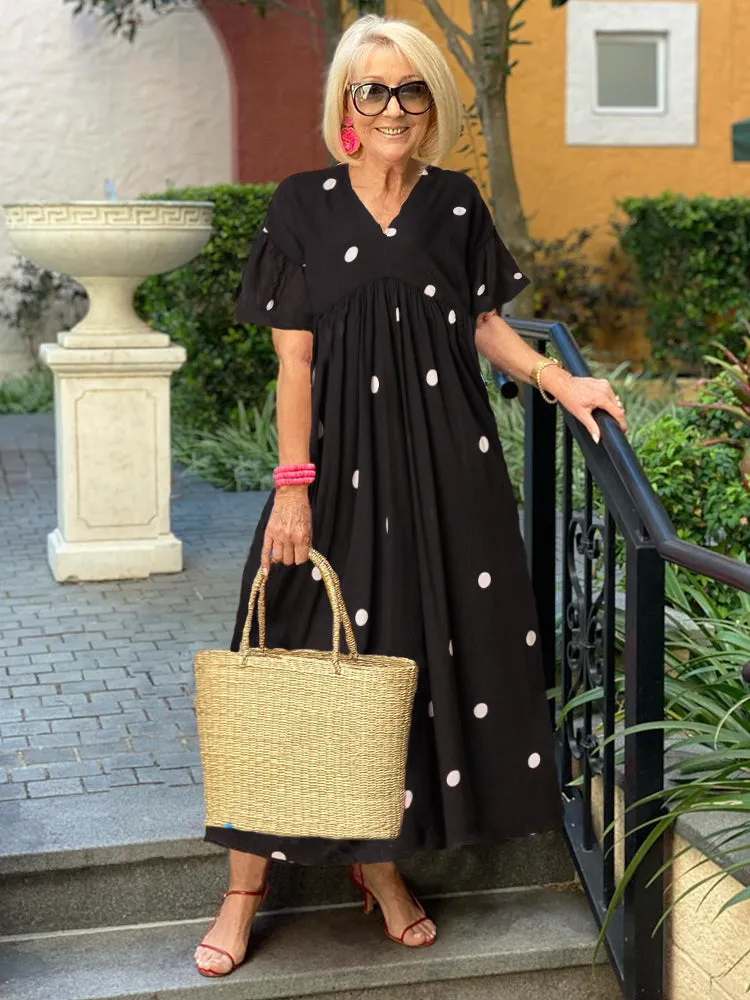Polka Dot V-neck Beach Tunic Dress