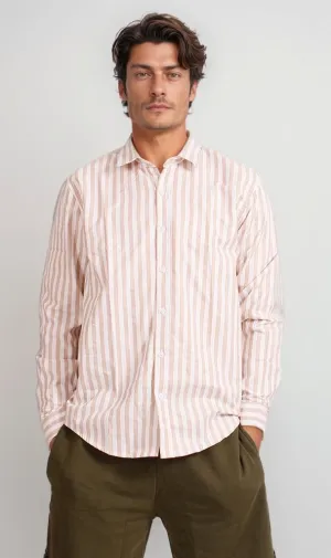 R206384 -Striped Button-Up Shirt - Light Pink