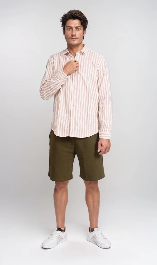 R206384 -Striped Button-Up Shirt - Light Pink