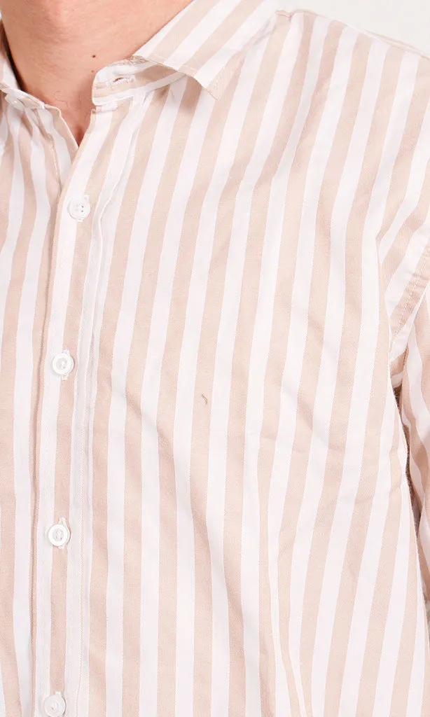 R206384 -Striped Button-Up Shirt - Light Pink
