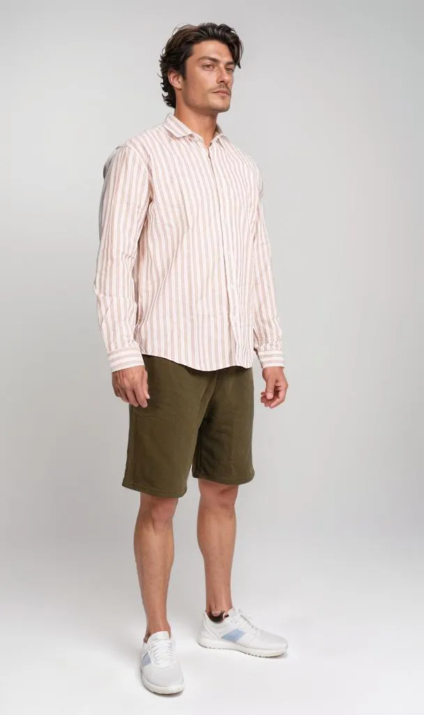 R206384 -Striped Button-Up Shirt - Light Pink
