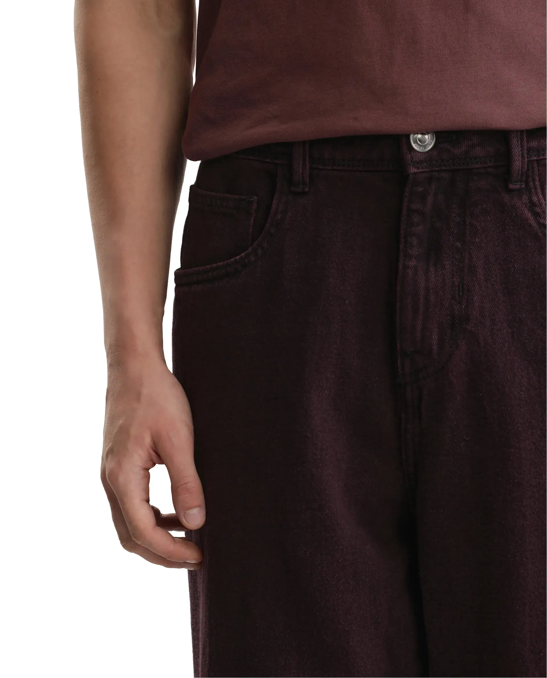 Rare Rabbit Men's Niop Dark Purple Cotton Fabric Mid Rise Baggy Fit Jeans