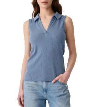 Ribbed Sleeveless Polo Shirt Bainbridge Blue