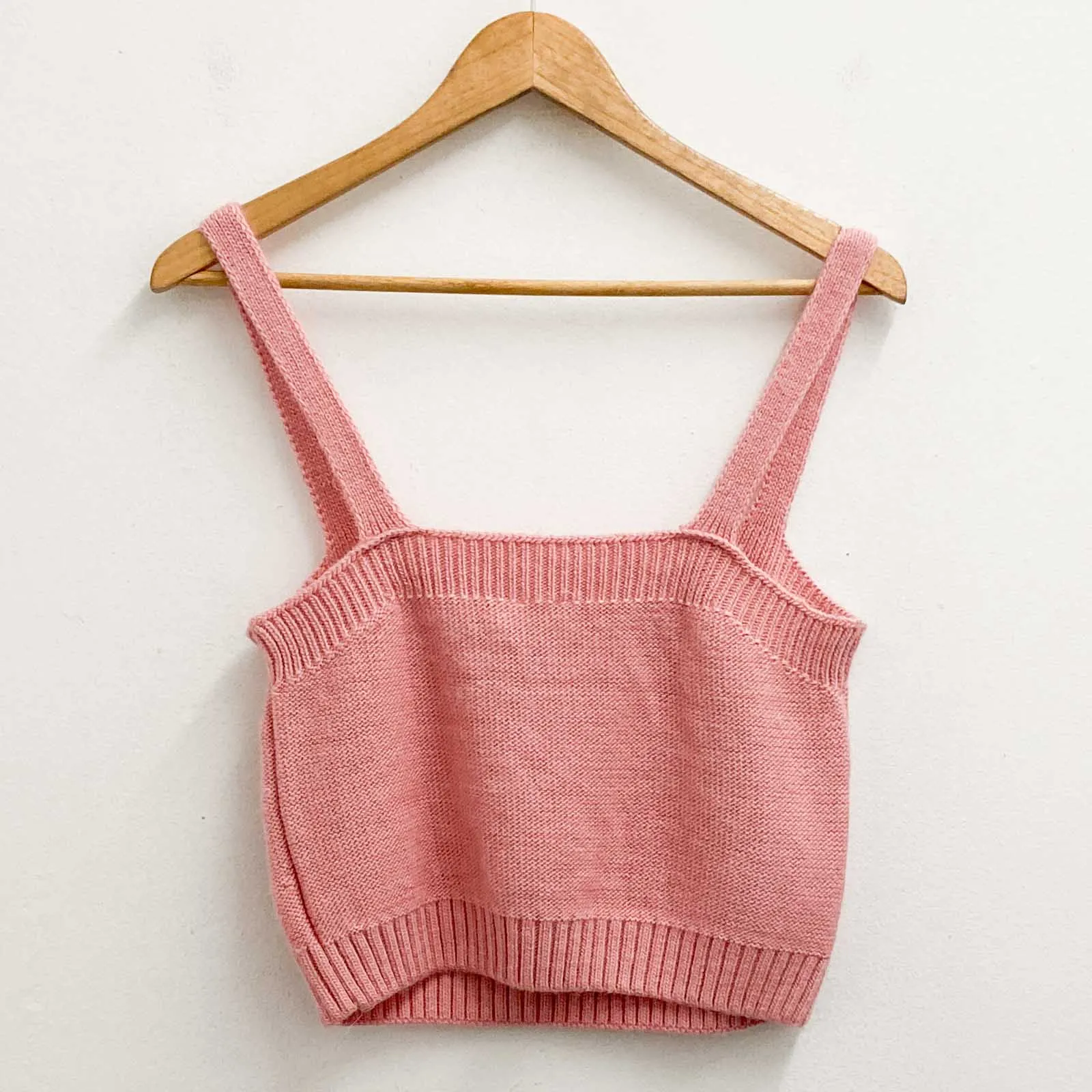 River Island Top L Pink Cropped Knit Sleeveless
