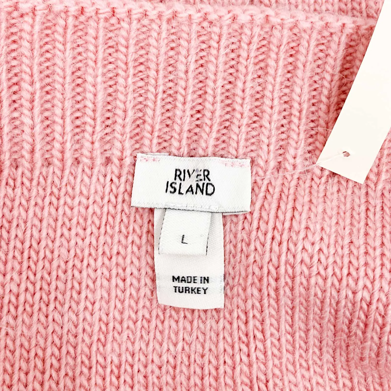 River Island Top L Pink Cropped Knit Sleeveless