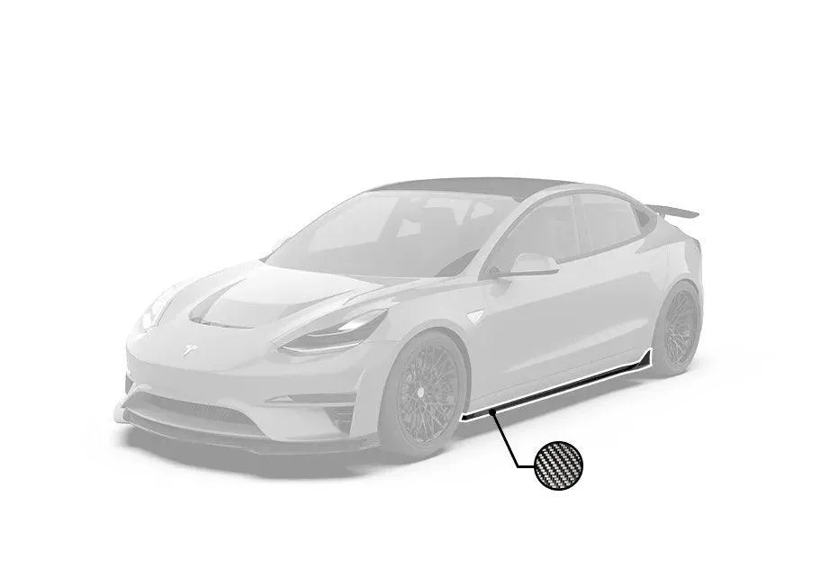 Robot Craftsman Crypton Side Skirts for Tesla Model 3 Performance/Base Carbon Fiber/FRP
