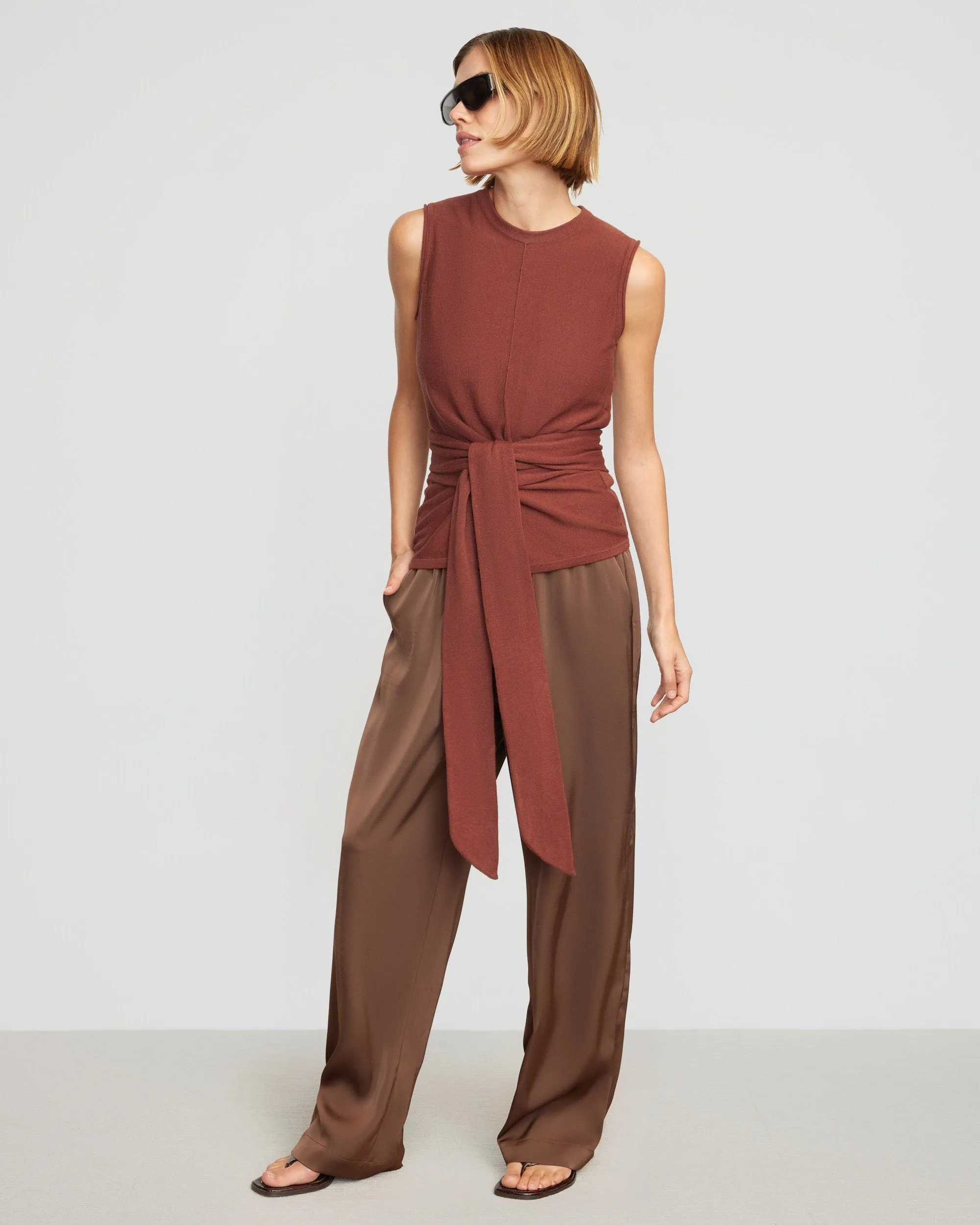 Rois Tie-Front Linen-Cotton Top