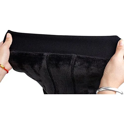 Romastory Winter Warm Women Velvet Elastic Leggings Pants (Black) one size