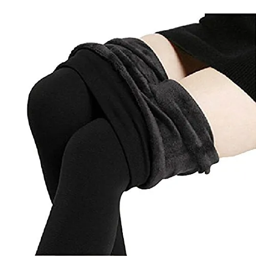 Romastory Winter Warm Women Velvet Elastic Leggings Pants (Black) one size