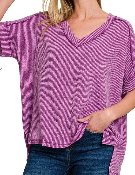Savannah Ribbed Hi-Low top