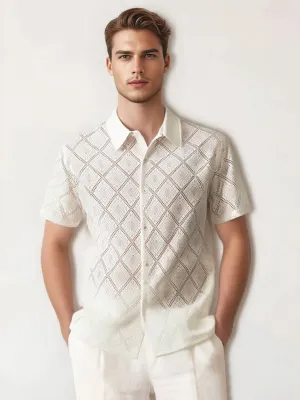 Short Sleeve Hollow-Out Lace Shirt