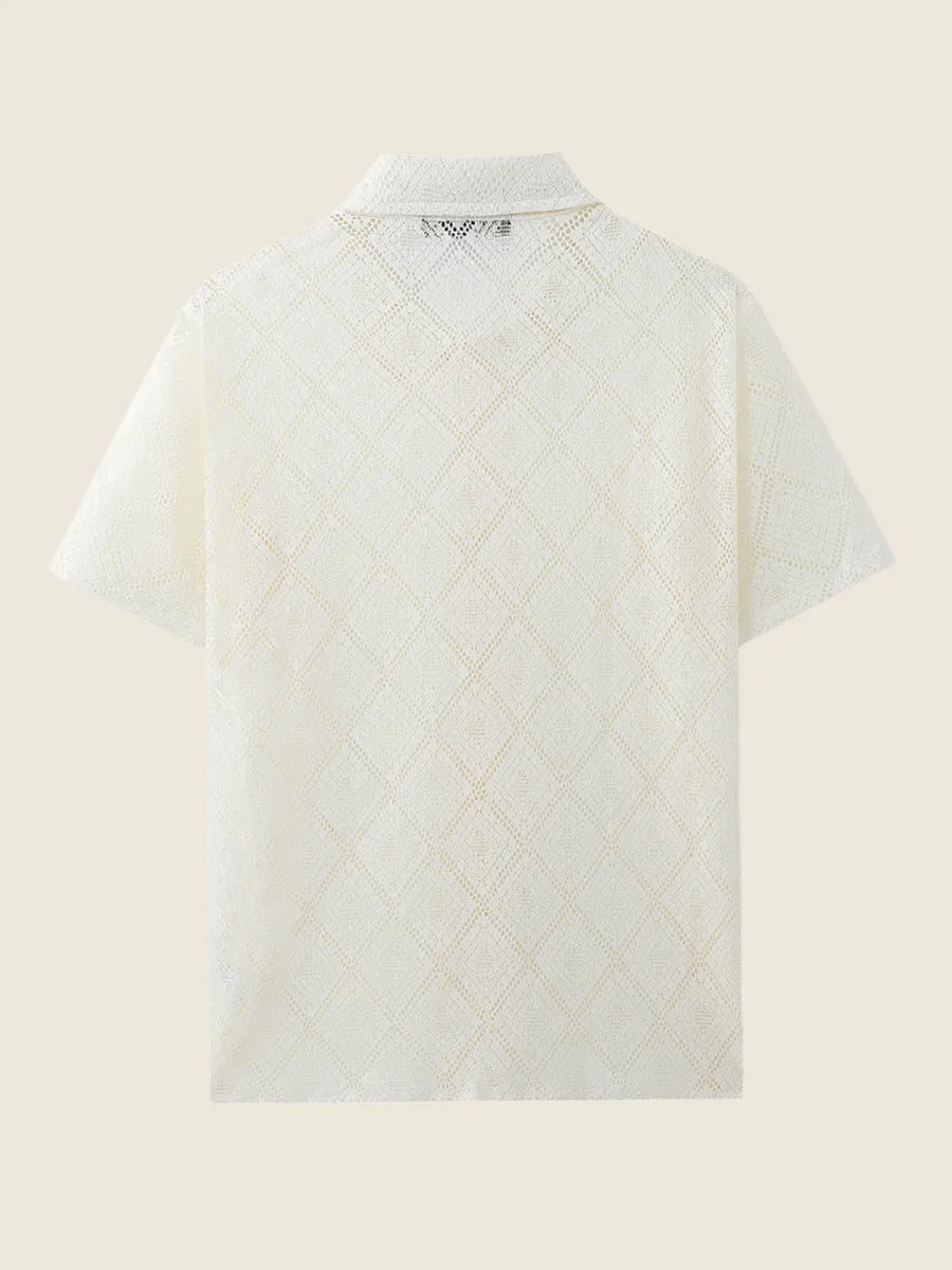 Short Sleeve Hollow-Out Lace Shirt