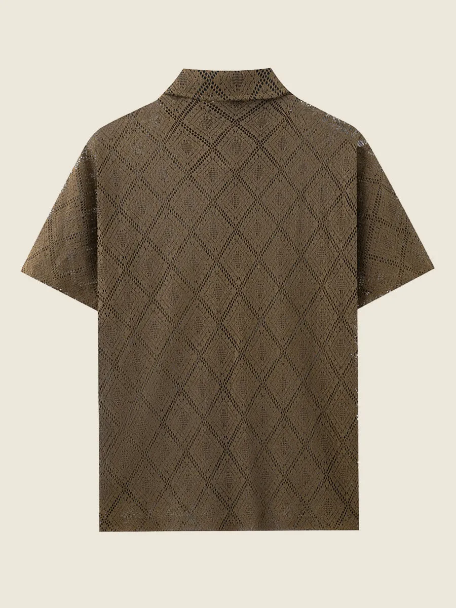 Short Sleeve Hollow-Out Lace Shirt
