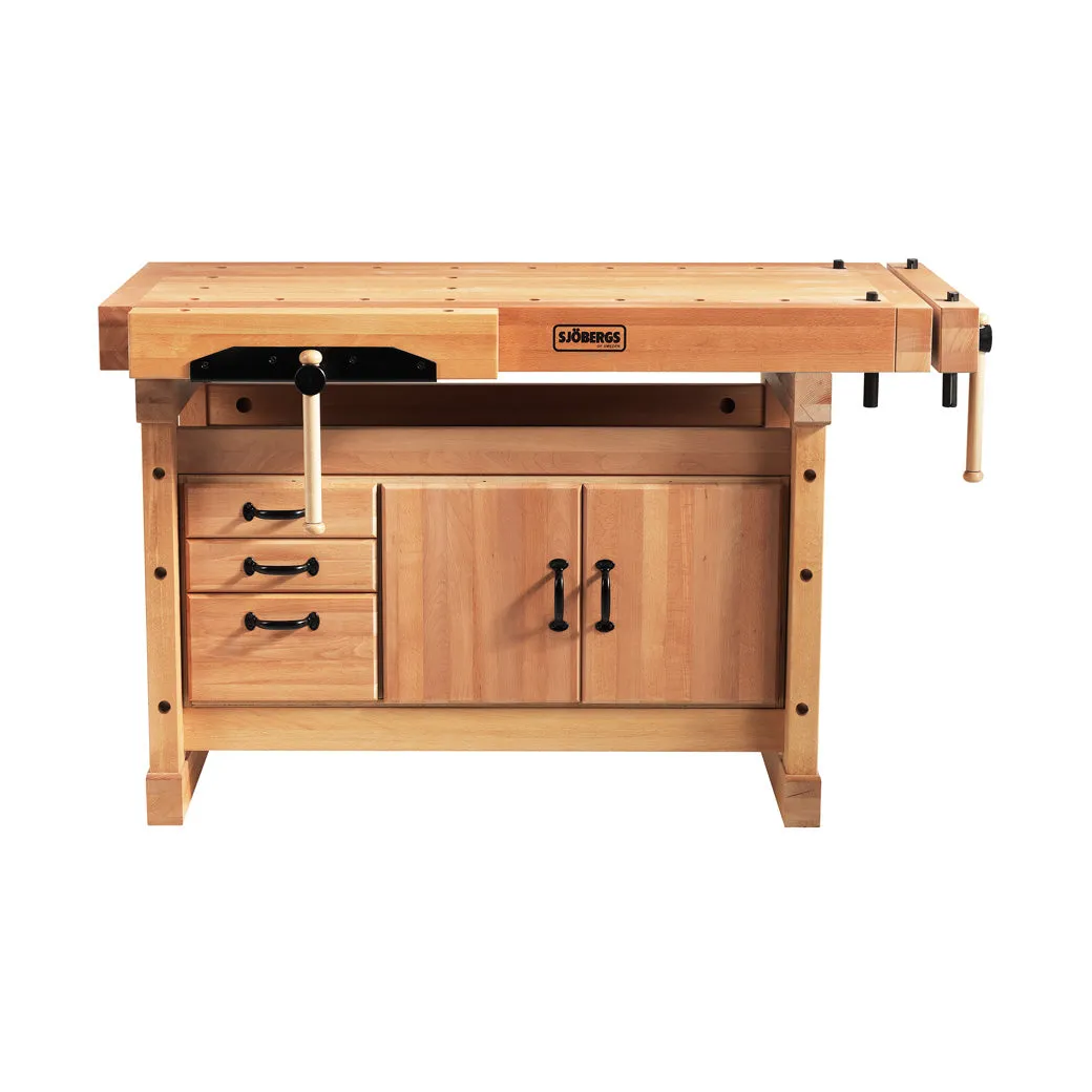 Sjöbergs European Beech Elite 1500 Professional Workbench with Optional Storage Cabinet 59" x 29" with 3-3/8" Top (DCE)