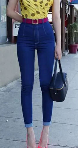 Slim Elastic Ripped High Waist Plus Size Straight Jeans