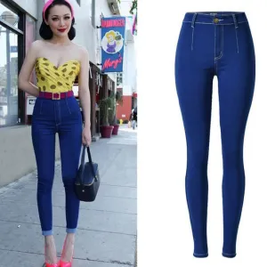 Slim Elastic Ripped High Waist Plus Size Straight Jeans