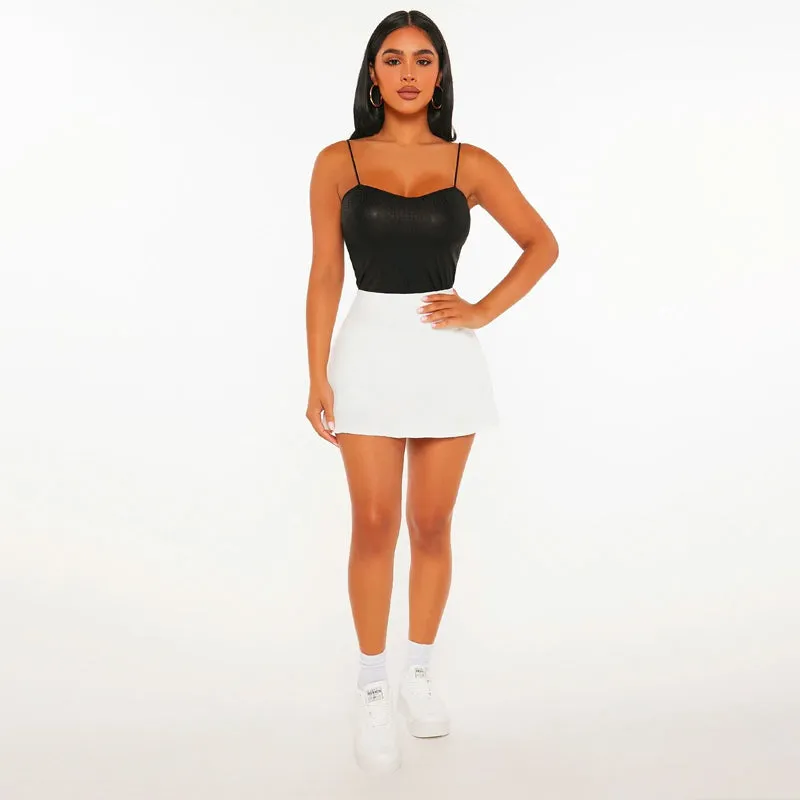 Solid High Waist Skirt