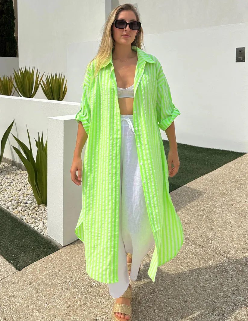 STRIPE NEON SHIRT DRESS