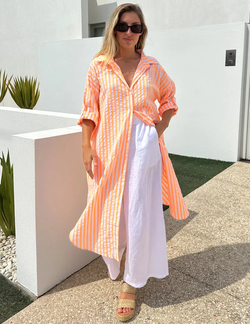 STRIPE NEON SHIRT DRESS