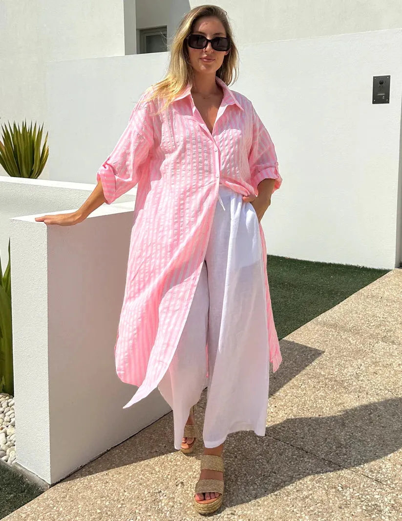 STRIPE NEON SHIRT DRESS