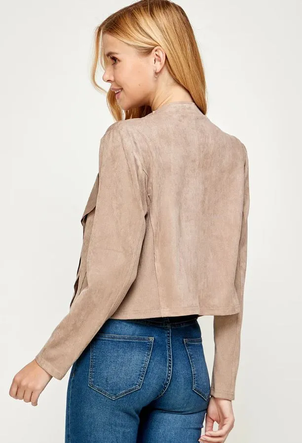 Stylish Suede Drape Jacket - Multiple Colors