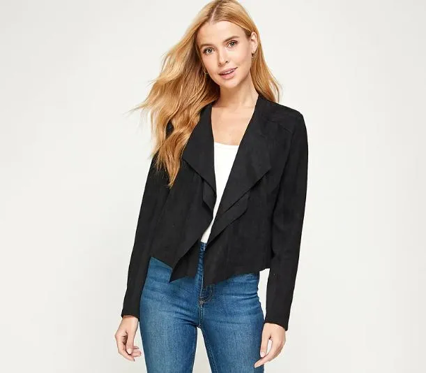 Stylish Suede Drape Jacket - Multiple Colors