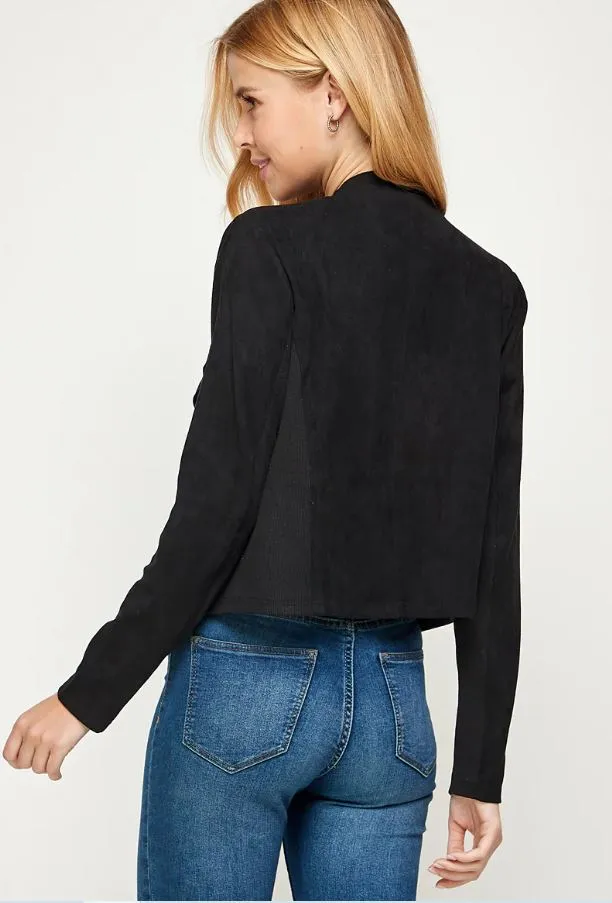 Stylish Suede Drape Jacket - Multiple Colors