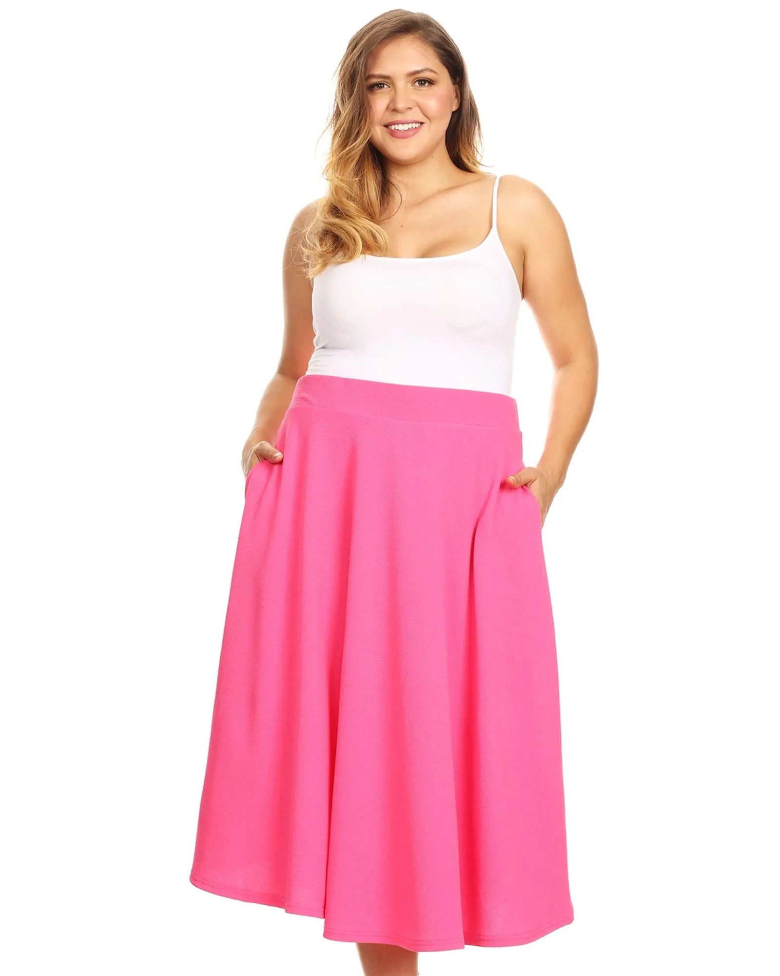 Tasmin Flare Midi Skirt | Fuchsia
