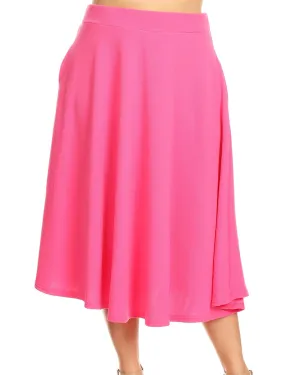 Tasmin Flare Midi Skirt | Fuchsia