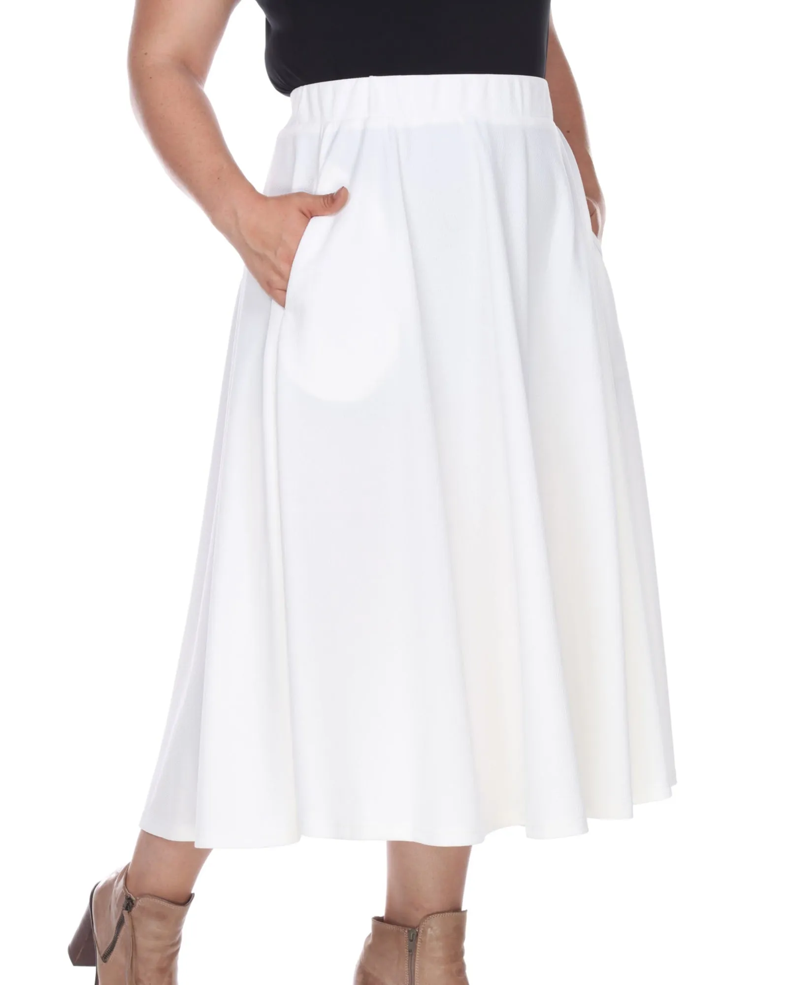 Tasmin Flare Midi Skirt | White