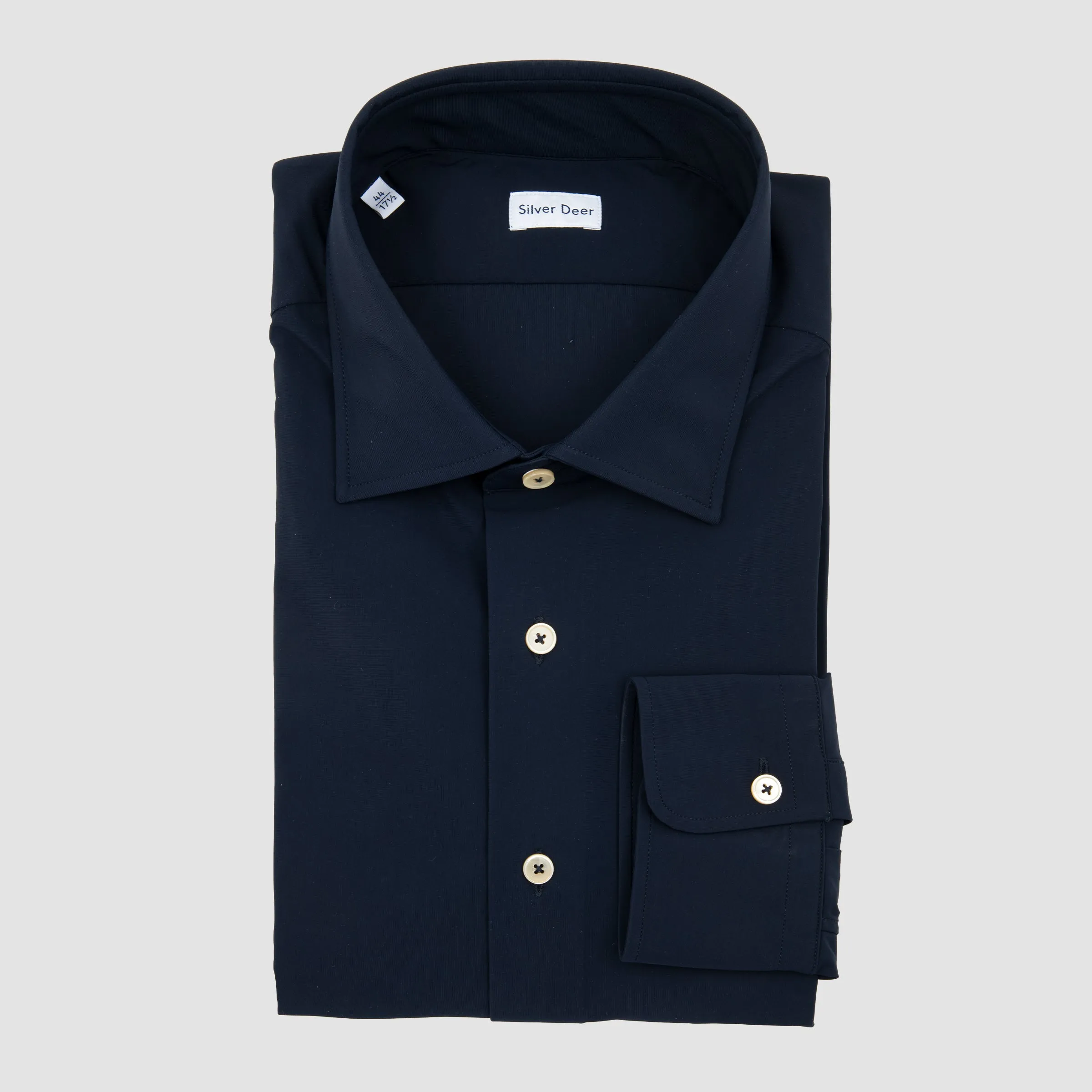 Tecno Stretch Easy Care Solid Sport Shirt Navy