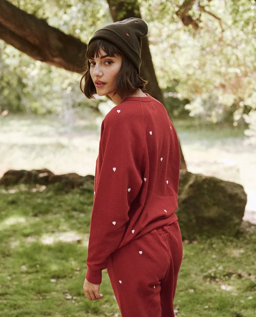 The College Sweatshirt With Heart Embroidery