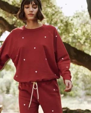 The College Sweatshirt With Heart Embroidery