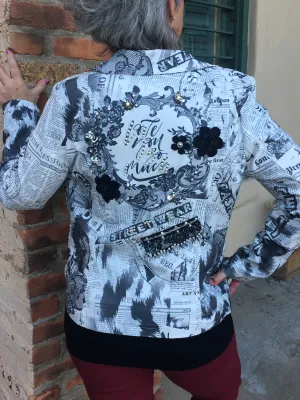 TR-235   Tricotto Newspaper Print Jacket