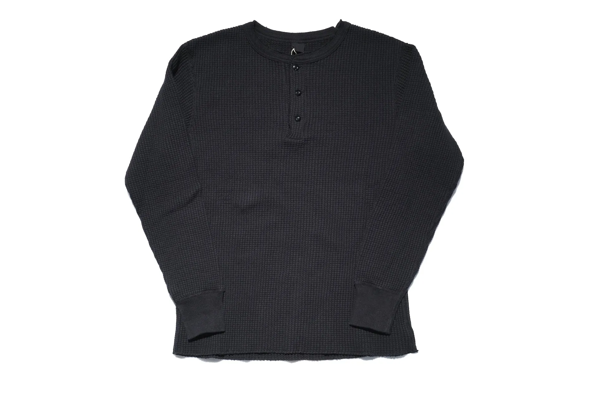 UES Ultra Heavyweight "Big Waffle" L/S Henley Thermal (Black)