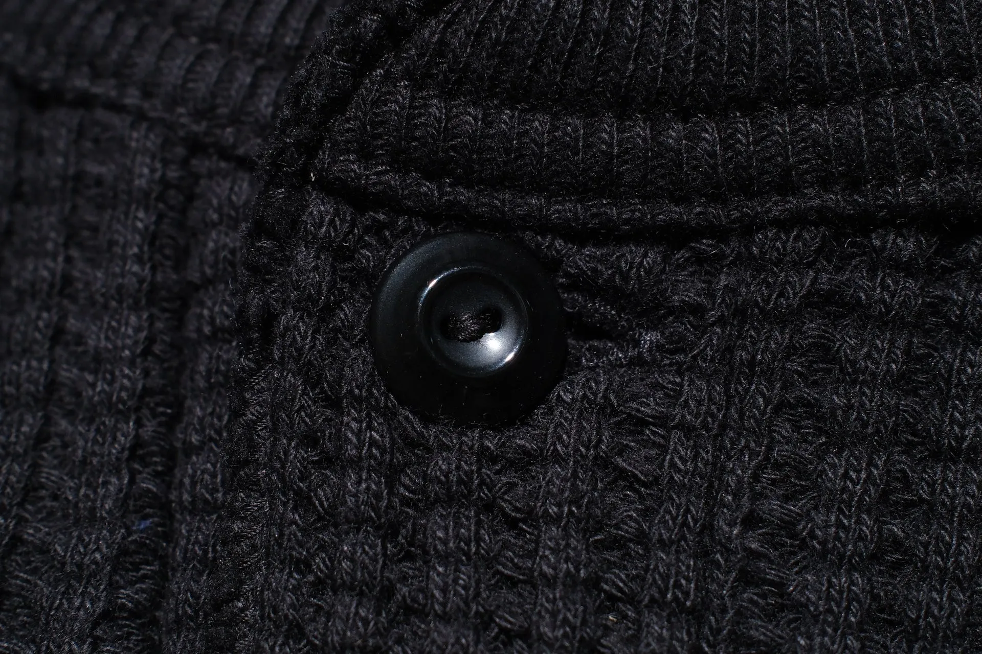 UES Ultra Heavyweight "Big Waffle" L/S Henley Thermal (Black)